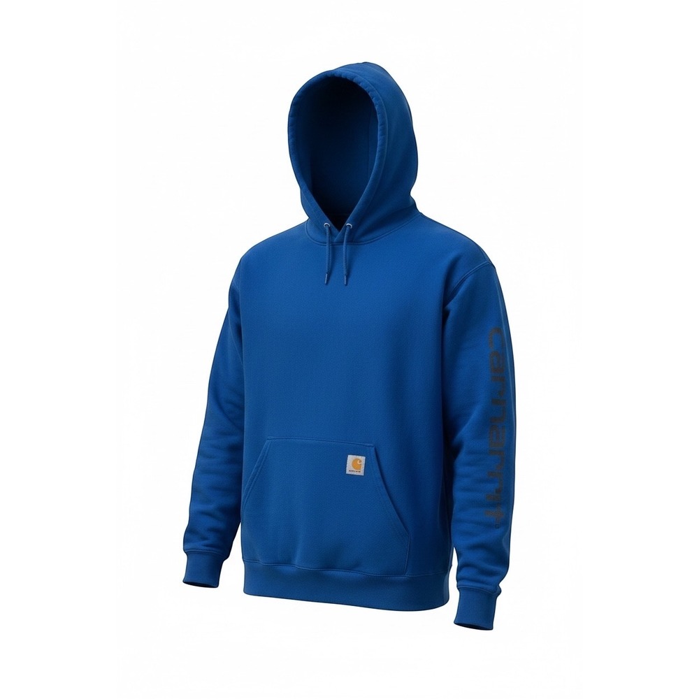 Carhartt Mens K288 Loose Fit Logo Sleeve Hoodie Royal Blue Large - Picture 1 of 8